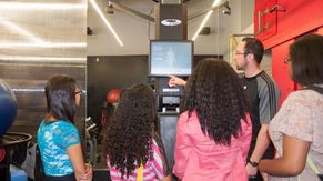 The CompuGirls field trip to Intel includes a tour of the state-of-the-art fitness center, which uses the latest Intel-powered technology to enhance workouts.