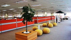 Umbrella area in front of cubicles